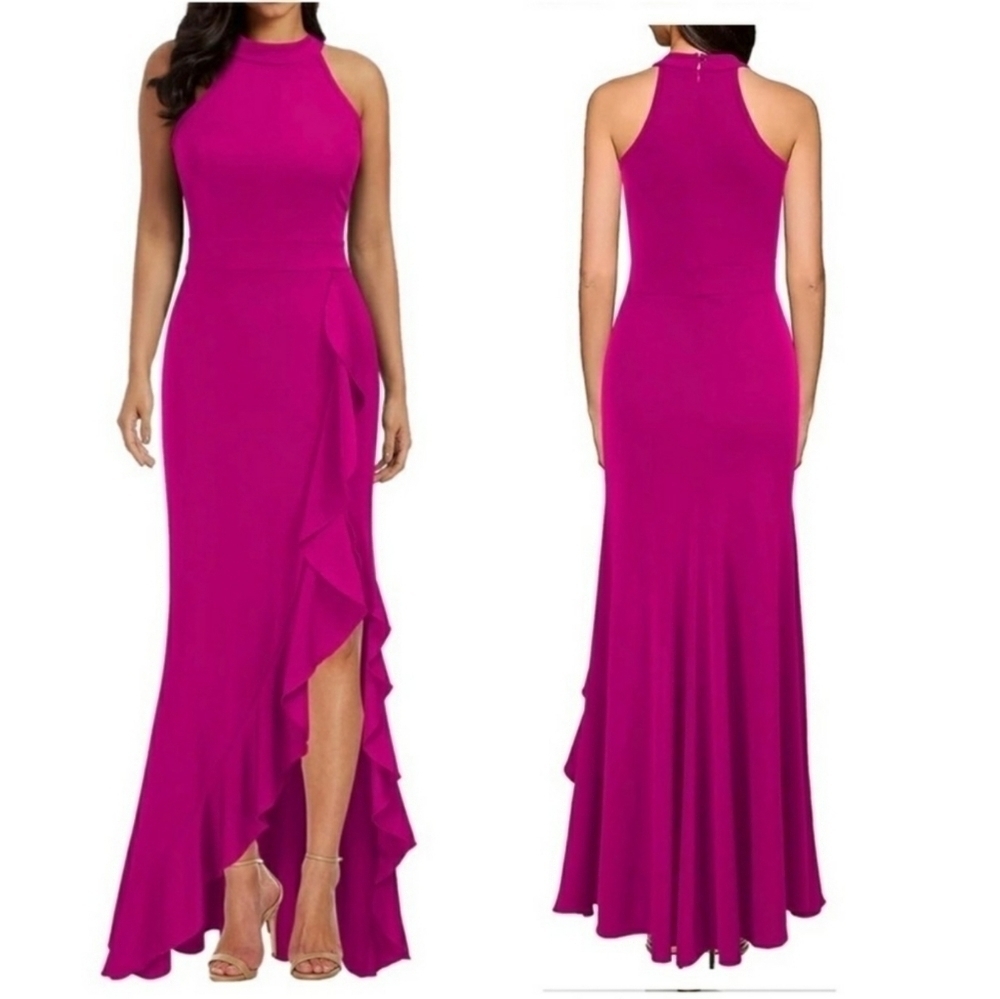 Nwt WOOSEA Women's High Neck Split Bodycon Mermaid Long Dress, Size S